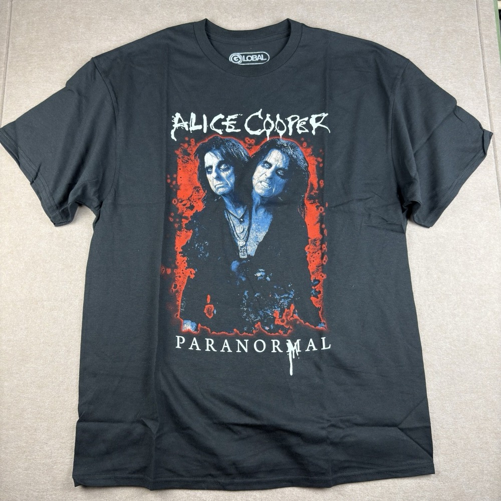 Alice Cooper Paranormal Tour T Shirt Men's XL Black Rock Band Horror‎ Music Tee